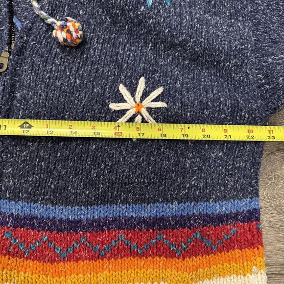 Tejidos Imalaya Sweater Pointed Hoodie Full Zip Wool Cotton Boho Aztec M/L - Picture 6 of 8